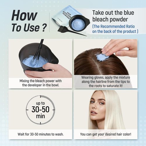 Professional Hair Bleach Powder by [Brand Name] - Strong & Gentle Lightening for Up to 8 Levels of Lift | 100g/3.53oz