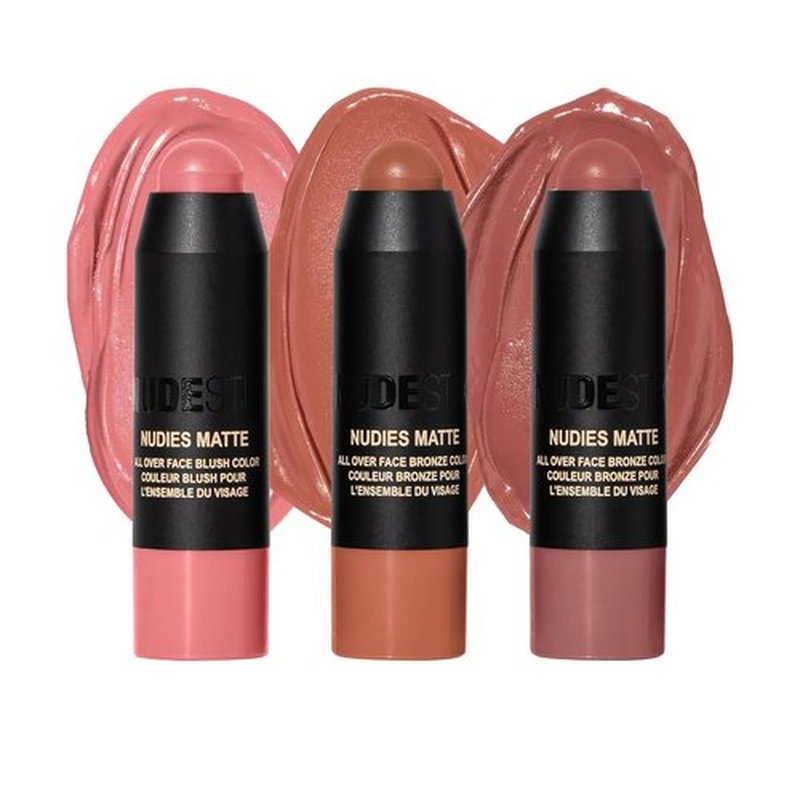 Nudestix Sunkissed Blush & Bronze Mini Kit - Vegan Matte Cream Makeup Sticks for Cheeks, Eyes & Lips | Travel-Friendly Limited Edition Set