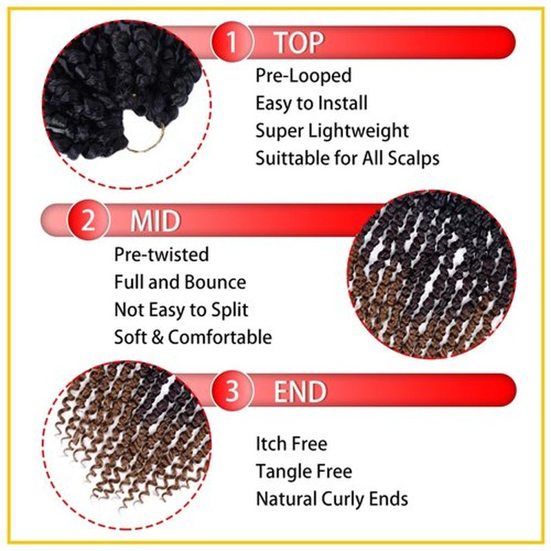 Pre-Twisted Passion Twist Hair, 8 Packs 112 Strands Pre Looped Passion Twist Braiding Hair for Women, Short Passion Twists Crochet Hair Synthetic Hair Extensions (T1B/33/30, 16 Inch (Pack of 8))