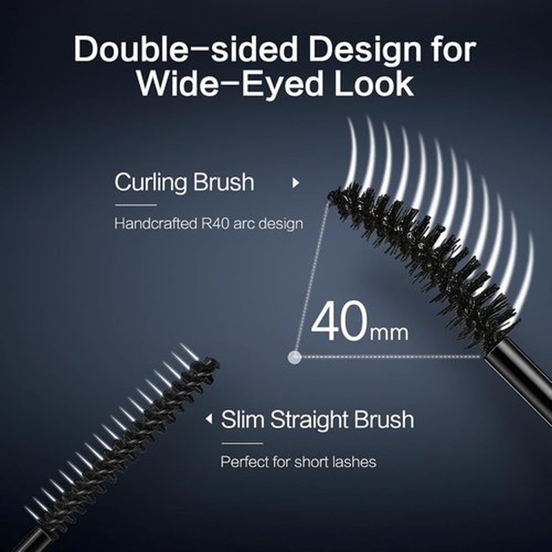 CARSLAN Double Extension Curling Mascara - Lengthening & Curling Formula, Smudge-Proof, Black, 0.18 Fl Oz & 0.16 Fl Oz