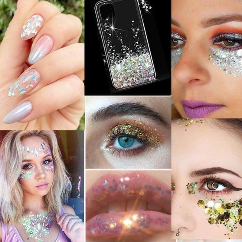 24 Boxes Nail Art Butterfly Holographic Nail Sequins, Ultra-thin Colorful Heart Star Glitter Sticker for Nail Art Decoration, Paillette Cosmetic Festival Glitter Craft Face Hair Decor (12)