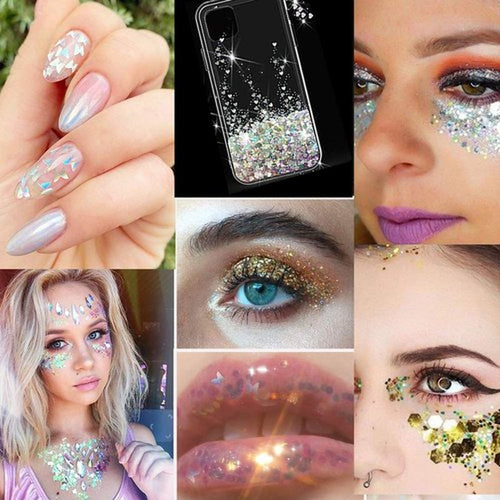24 Boxes Nail Art Butterfly Holographic Nail Sequins, Ultra-thin Colorful Heart Star Glitter Sticker for Nail Art Decoration, Paillette Cosmetic Festival Glitter Craft Face Hair Decor (12)