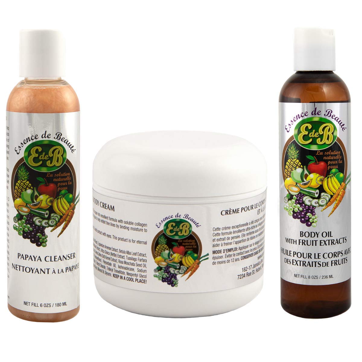 Essence de Beaute Collagen & Vitamin E Face & Body Cream + Body Oil + Papaya Cleanser