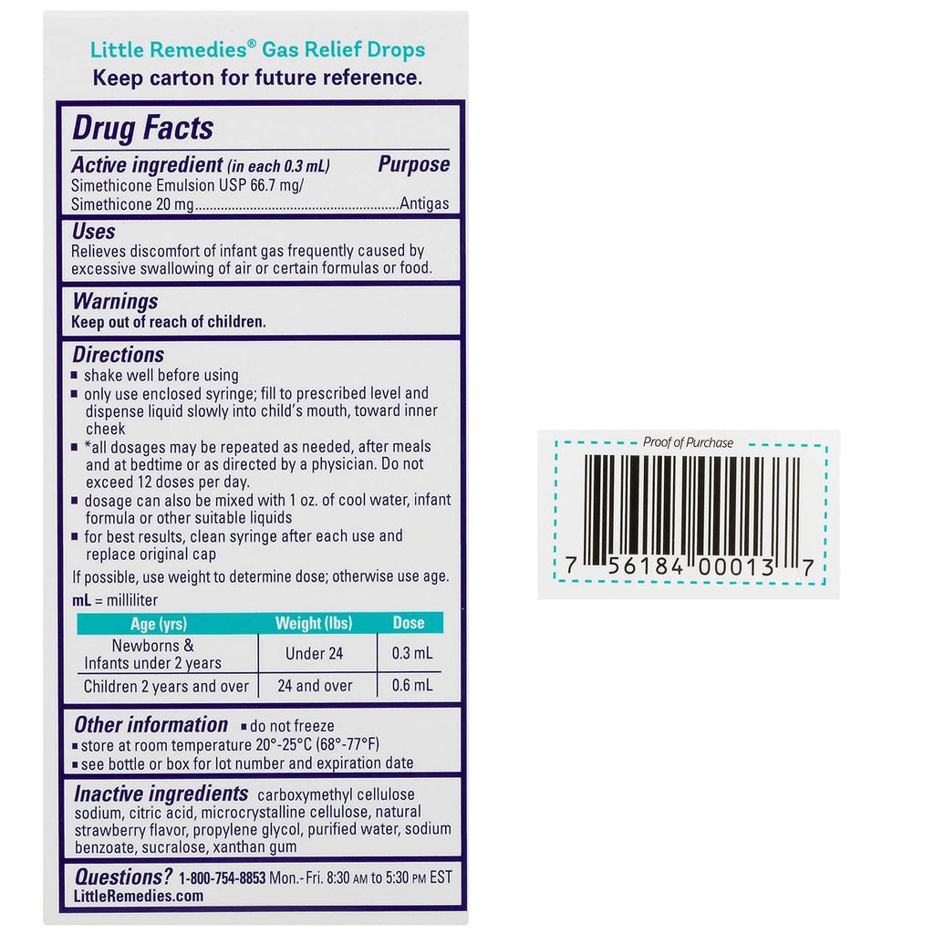 Little Remedies Newborn Gas Relief Drops, Relieves Discomfort From Gas, Baby Medicine with No Artificial Flavors or Dyes, Natural Berry Flavor, 1 Fl Oz