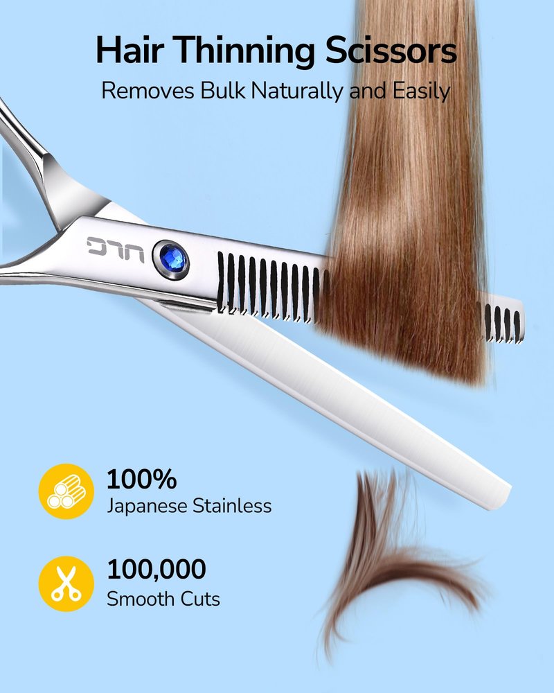 ULG Hair Cutting Scissors for Kids, Safety Round Tip Baby Hair Cutting Kit, Haircut Scissors Set with Thinning and Cutting Shears, Comb & Storage Bag, 6.5” Hair Shears Set for Children, Toddlers, Pets