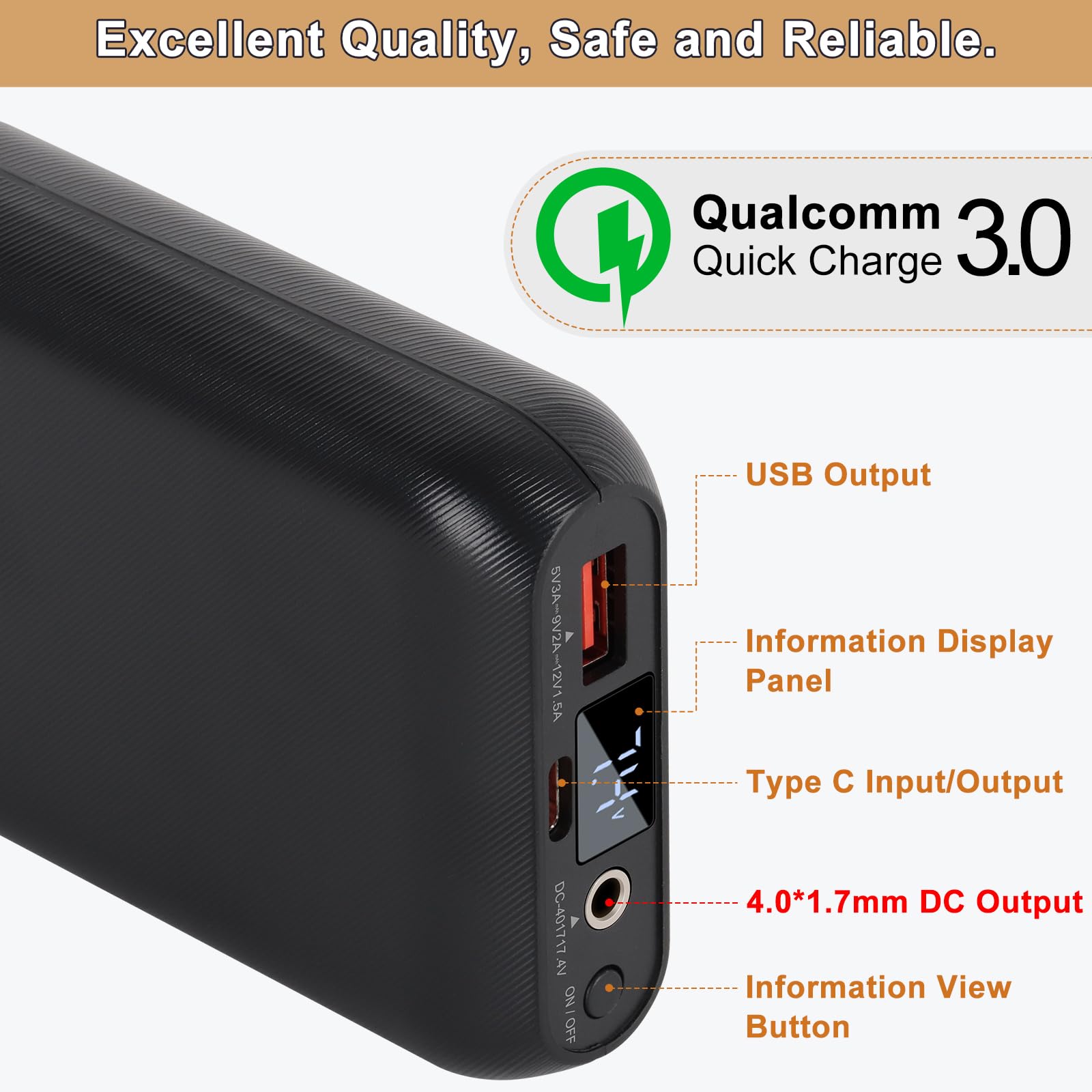BIAL 7.4V 16000mAh Heated Vest Battery Pack, Rechargeable Power Bank for 7.4V Heated Vest, Heated Jacket, Pants Compatible with ORORO and Venustas