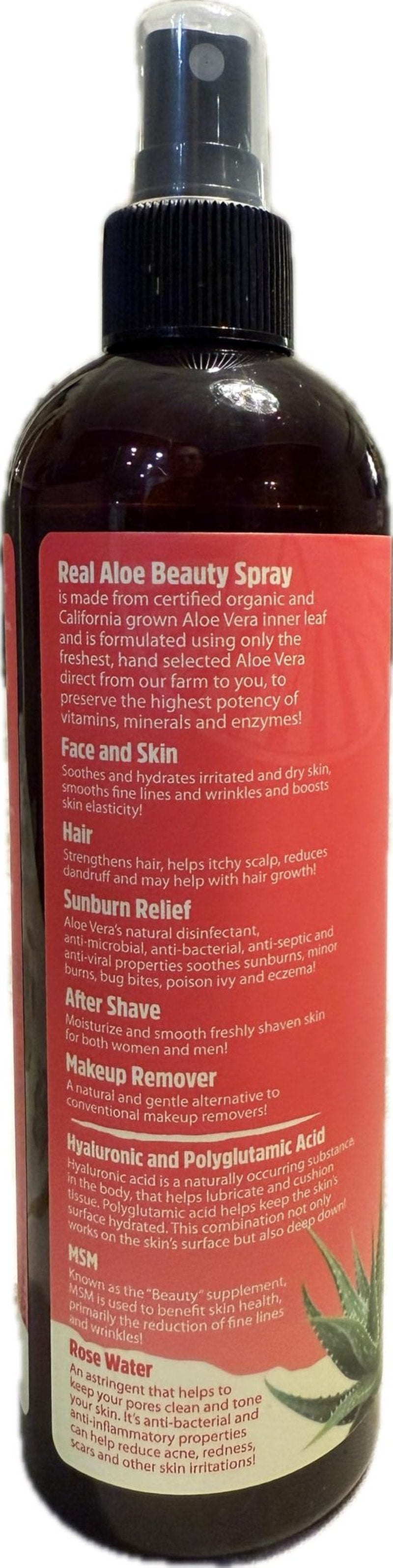 Real Aloe Aloe Vera Toner Spray (12 fl oz) | Certified Organic California-Grown Aloe | Hydrating Facial Toner & Mist for Skin & Hair | After Sun, After Shave & Makeup Removal | Made in USA