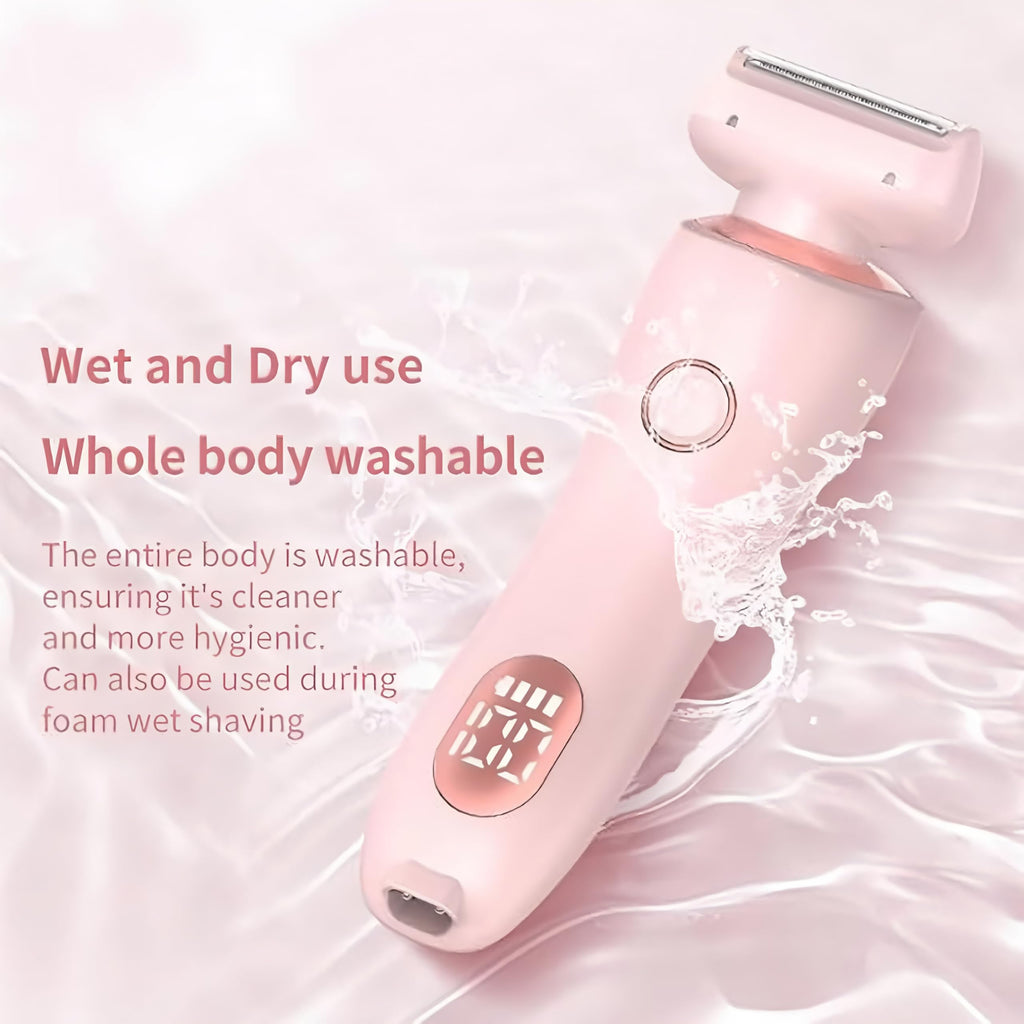 JNEKWOZ Electric Shaver for Women, 2-in-1 Bikini Trimmer - USB Rechargeable Wet/Dry Epilator Dual Head for Body, Face & Underarms | with Charging Base