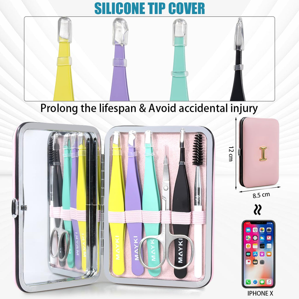 Initial I Tweezers with Mirror for Women Facial Hair, Best Gifts for Teen Girl/Daughter/Friend/Mom/Bridesmaid/Wife/Girlfriend, Unique Gift for Birthday/Anniversary/Mothers Day/Valentines Day/Christmas