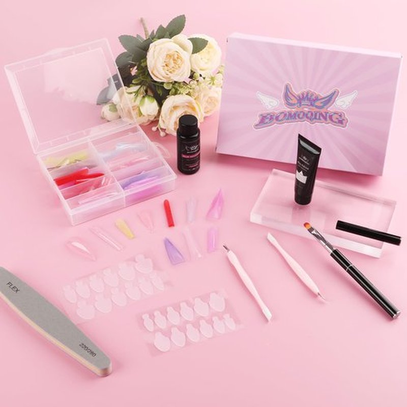 144Pcs Poly Nail Gel Form Kit, 12 Style 12 Sizes and Colors Dual Nail Forms, with Poly Nail Gel, Slip Solution, Brush Pen,Nail File, Cuticle Pusher, Silicone Tip Sticker for Salon & DIY at Home