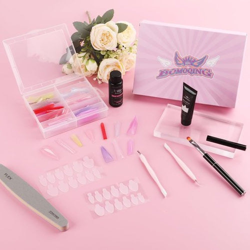144Pcs Poly Nail Gel Form Kit, 12 Style 12 Sizes and Colors Dual Nail Forms, with Poly Nail Gel, Slip Solution, Brush Pen,Nail File, Cuticle Pusher, Silicone Tip Sticker for Salon & DIY at Home