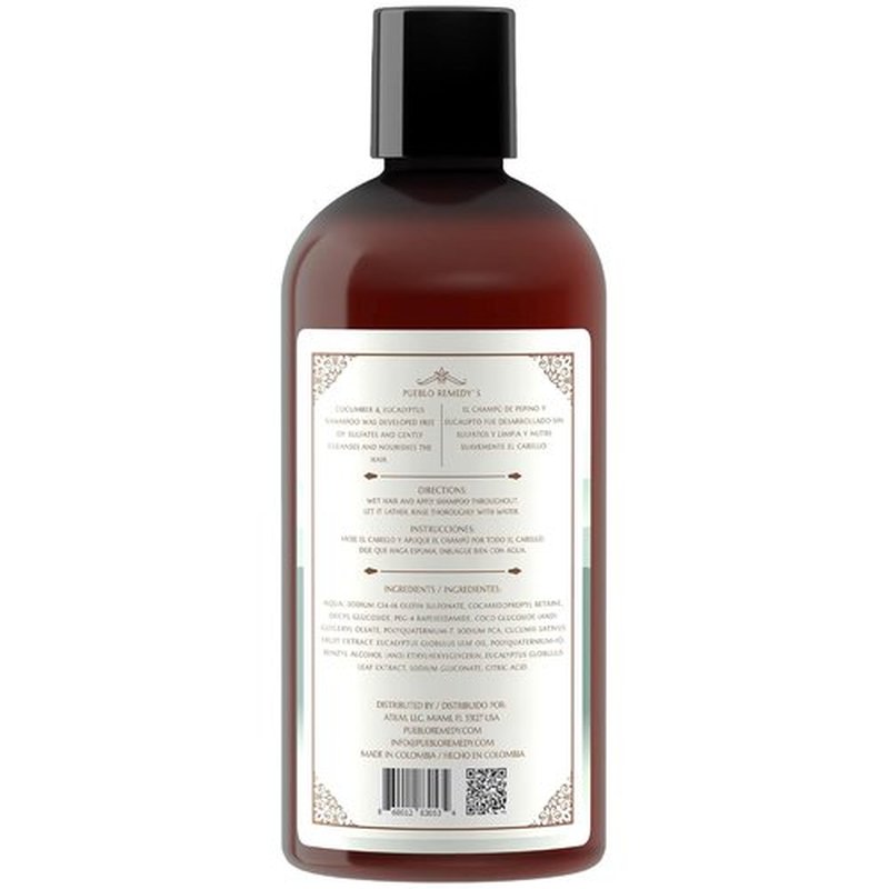 Pueblo Remedy Shampoo - Cucumber & Eucalyptus | Soothing Vegan Hair Care, 16.9 Oz