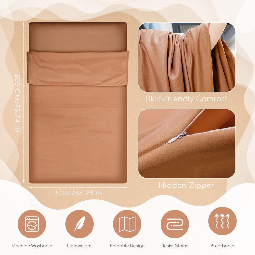 Irenare Self Tan Sleep Sack Reusable Body Self Tanners Lightweight Breathable Tanning Sleeping Sac for Bed Travel Sleeping Bag(Brown)