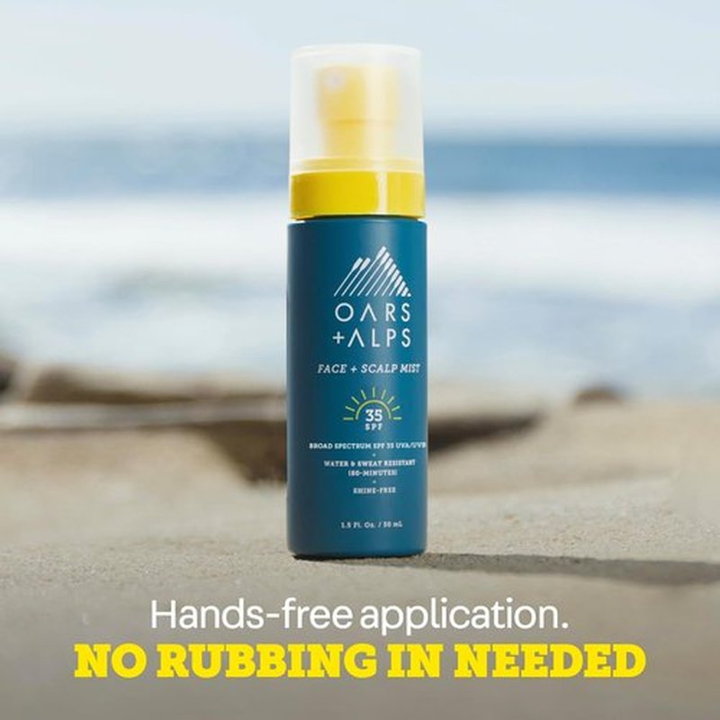 Oars + Alps SPF 35 Face & Scalp Sunscreen Spray Mist - Water & Sweat Resistant, Aloe Vera & Cucumber, 1.5oz