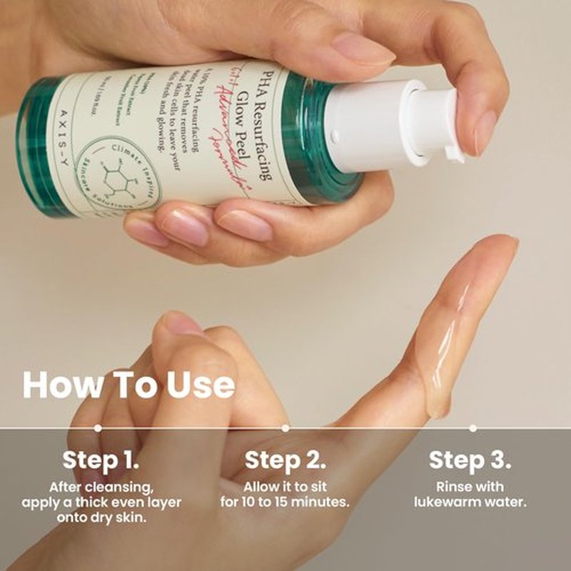 AXIS-Y PHA Resurfacing Glow Peel - 10% PHA Fruit Extract Mild Peeling Gel Exfoliator Pore Minimizer for Face - Vegan Korean Skin Care Glass Skin Face Peel - 1.69 fl. oz.