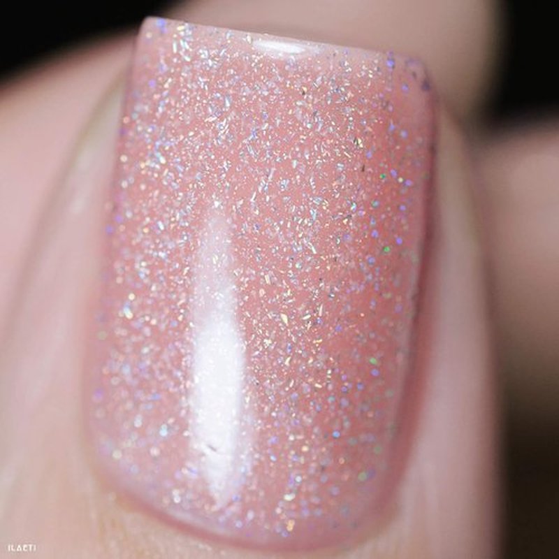 ILNP Sweet Pea | Holographic Sheer Jelly Nail Polish in Seashell Pink - Long-Lasting Shine