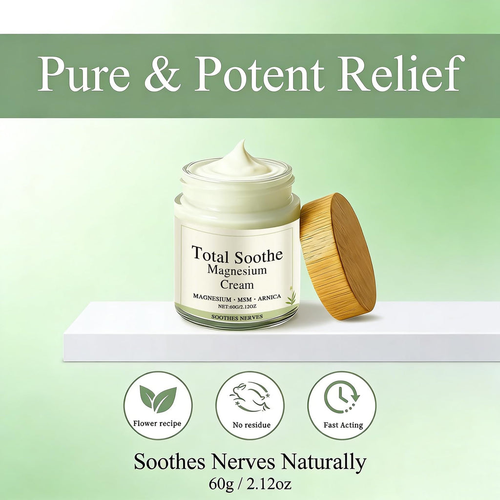 Total Relief Magnesium Cream - Fast-Absorbing Joint & Muscle Comfort Cream with MSM & Arnica - Non-Greasy Mineral Delivery Formula for Ultimate Relief(2pcs)