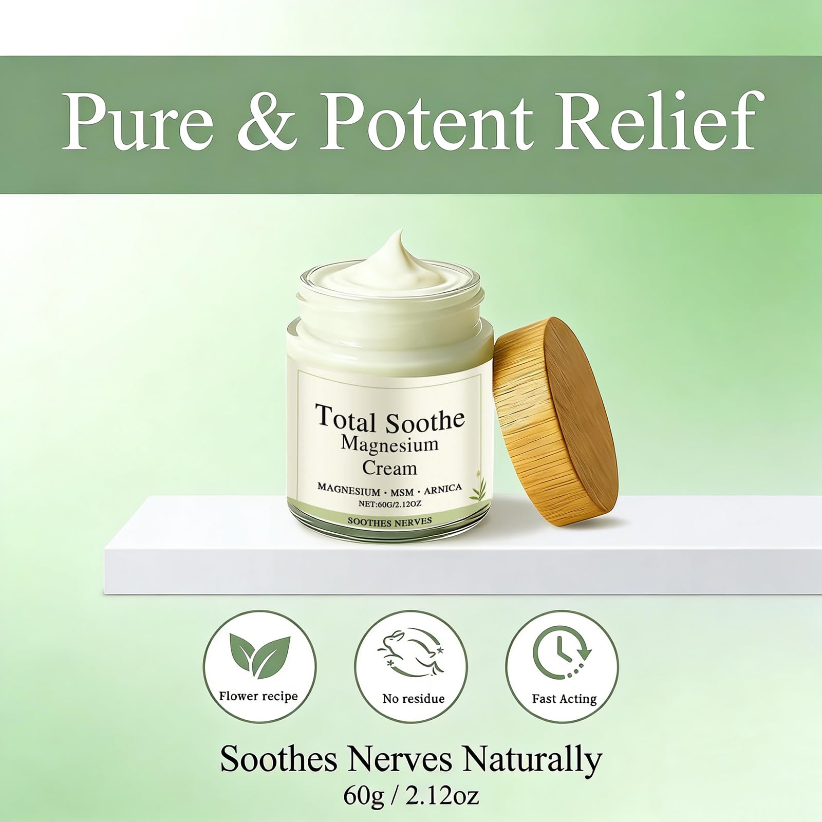 Total Relief Magnesium Cream - Fast-Absorbing Joint & Muscle Comfort Cream with MSM & Arnica - Non-Greasy Mineral Delivery Formula for Ultimate Relief(2pcs)
