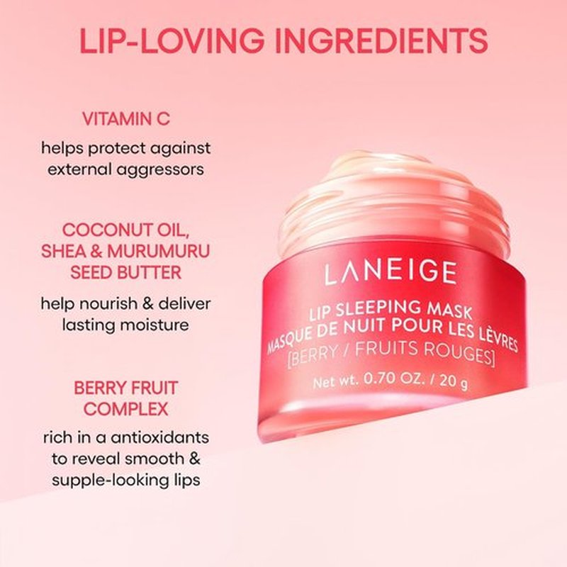 LANEIGE Lip Sleeping Mask - Nourishing Hydration with Vitamin C & Shea Butter for Flaky Lips
