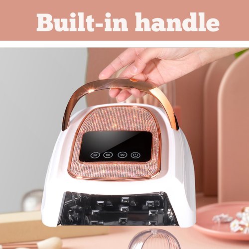 Cordless Rechargeable Nail Lamp 288W, Rechargeable UV Nail Dryer Gel Polish Curing Light with 4 Timers, Magnetic Metal Mirror Base, Continuous Use Up to 4-5 Hours