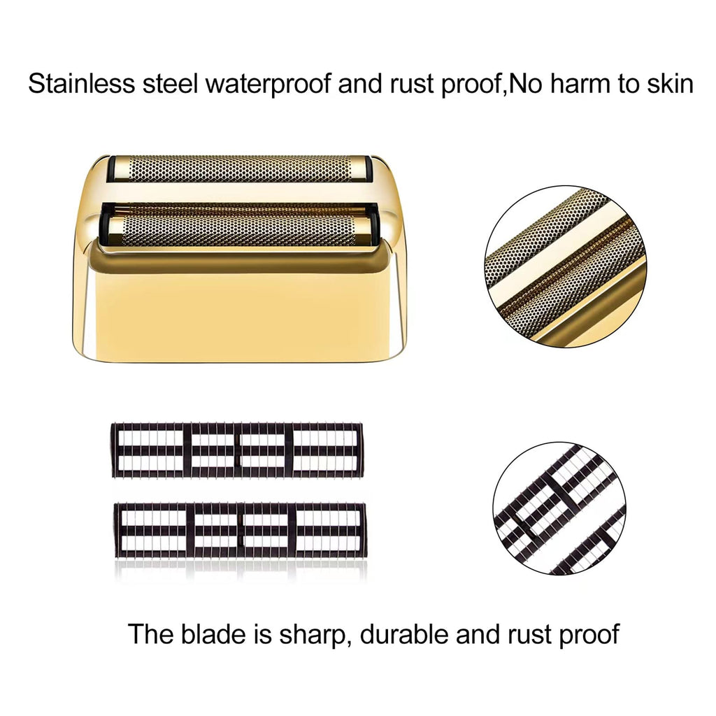 Gold Replacement blades Foil and Cutters Compatible with BaBylissPRO Barberology FXFS2 Shaver foil Replacement Heads(2 pack ）