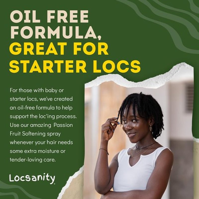 Locsanity Daily Moisturizing Spray for Dull, Dry Locs – Trial Size Passion Fruit Hair and Scalp Moisturizer for Dreadlocks, Sisterlocks, Microlocks, Braids to Control Oil and Frizz (4 fl oz)