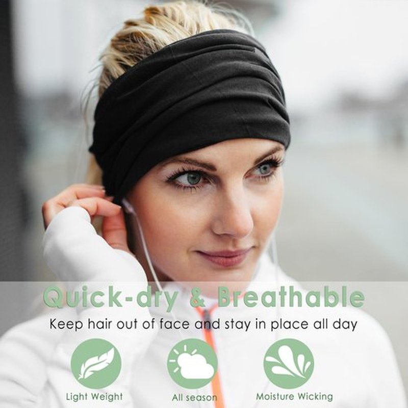Extra Wide Headbands for Women, 7'' Large Cotton Like Turban Knotted Bandana Head Bands for Women Non Slip, Boho Headbands for Women's hair bands for women's hair 6 Pack