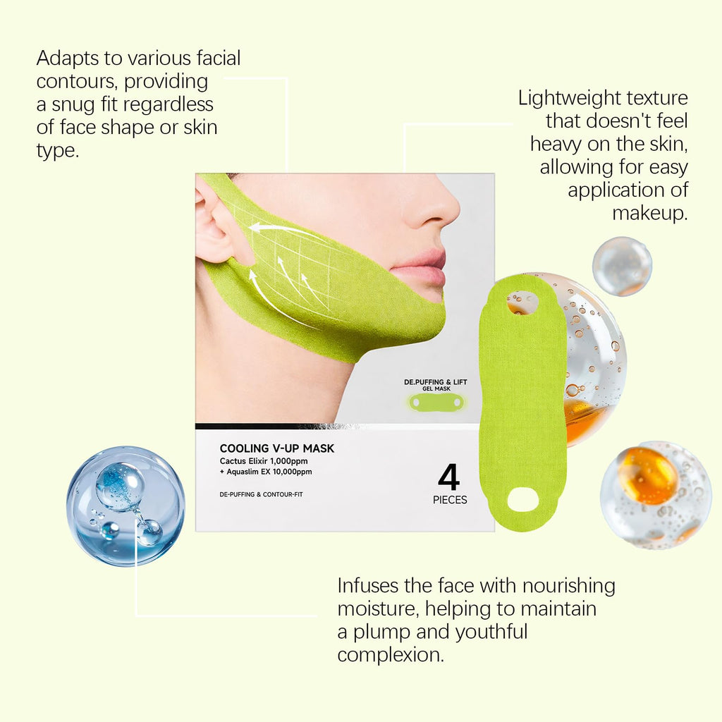 Nascence V-Line Lifting， Cactox Collagen Double Chin Lifting Band for Sagging Jawline & Facial Puffiness Jaw and Chin Lifting Improvement 4 pcs (1 pcs)