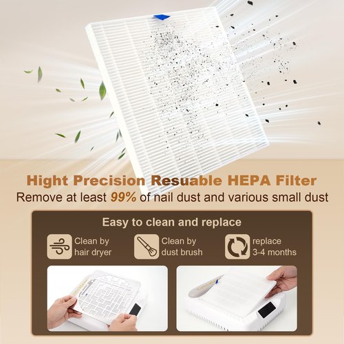 Rechargeable Nail Dust Collector,Portable Dust Collector Nail Tech,40 Speed Adjustable Levels,4000RPM Powerful Suction Nail Vacuum Fan for Acrylic Nail Polishing at Salon & Home