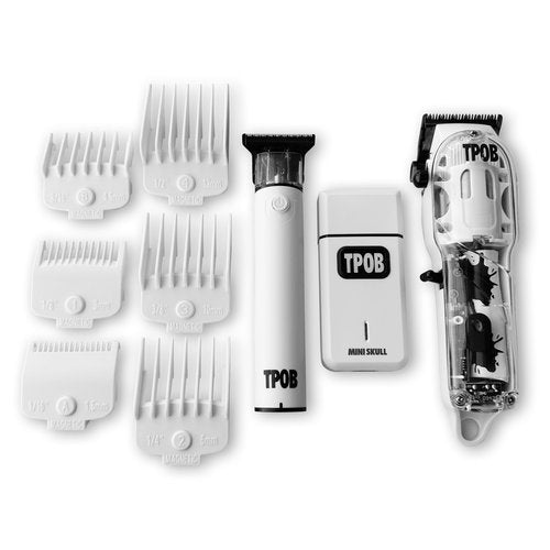 TPOB Slime 2 Barber Hair Clippers Trimmer Shaver Set for Men with Matte White Case and Fade Blade