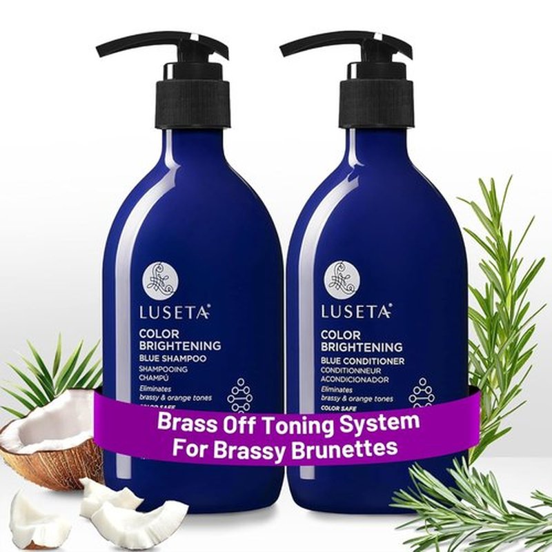 Luseta Blue Shampoo & Conditioner Set - Revive Cool Tones for Brassy Brunette Hair | 2x 16.9oz