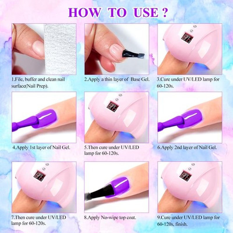 MEET ACROSS Gel Nail Polish Set 8 Colors Gel Polish Set Purple Nude Nail Polish Soak Off LED Nail Art Manicure Holiday Grape Purple Gel Nail Kit Gifts for Women DIY Home Salon