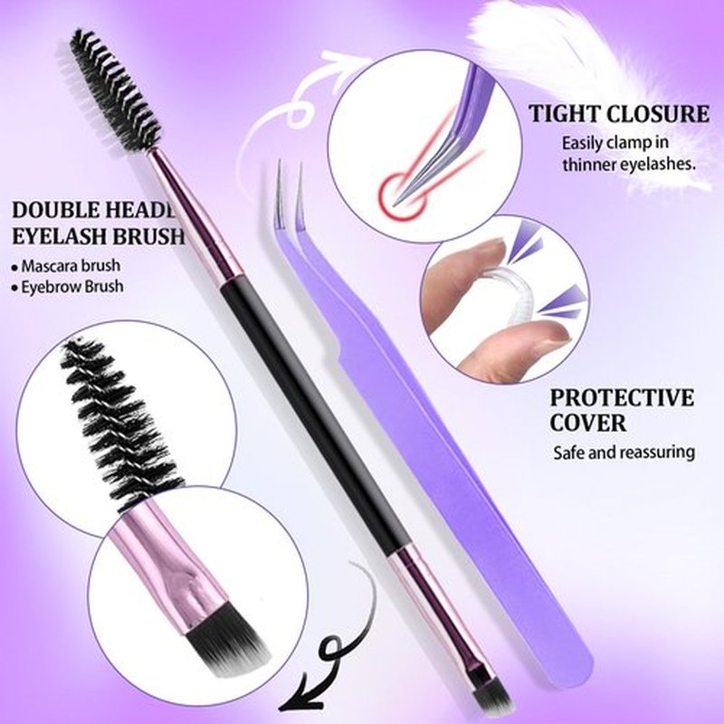 DIY Lash Extension Kit 840Pcs D Curl Individual Lash Clusters Eyelashes Extension Set with Mirror Lash Storage Box Lash Bond&Seal Glue Remover Tweezers Lash Brush Applicator