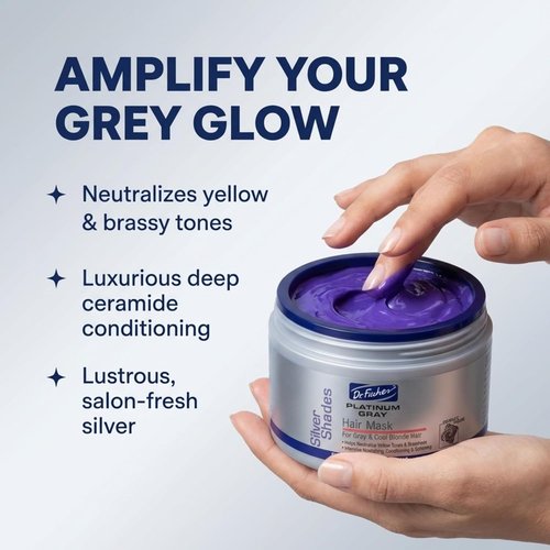 Dr. Fischer Purple Mask - Neutralizes Yellow Tones & Hydrates Gray Hair | Sulfate-Free Formula