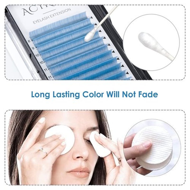 Colored Eyelash Extensions Easy Fan 8-15mm Mixed Light Blue D Curl Easy Fanning 0.07mm Self Premade Volume Lash