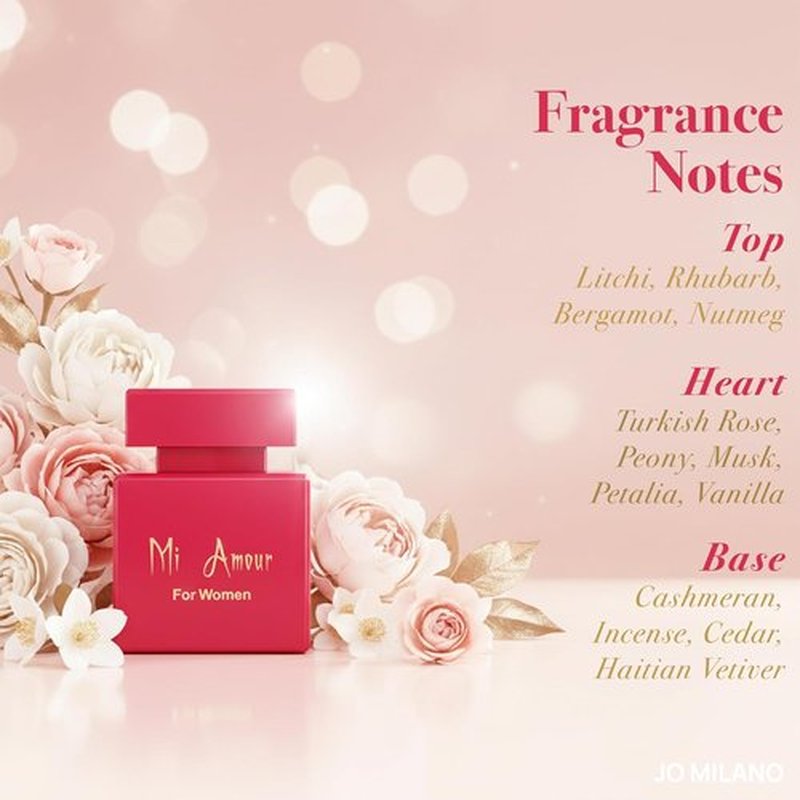 Jo Milano Paris Mi Amour Eau De Parfum Spray - 3.4 oz (100ml) | Long-Lasting Floral & Fruity Scent for Women