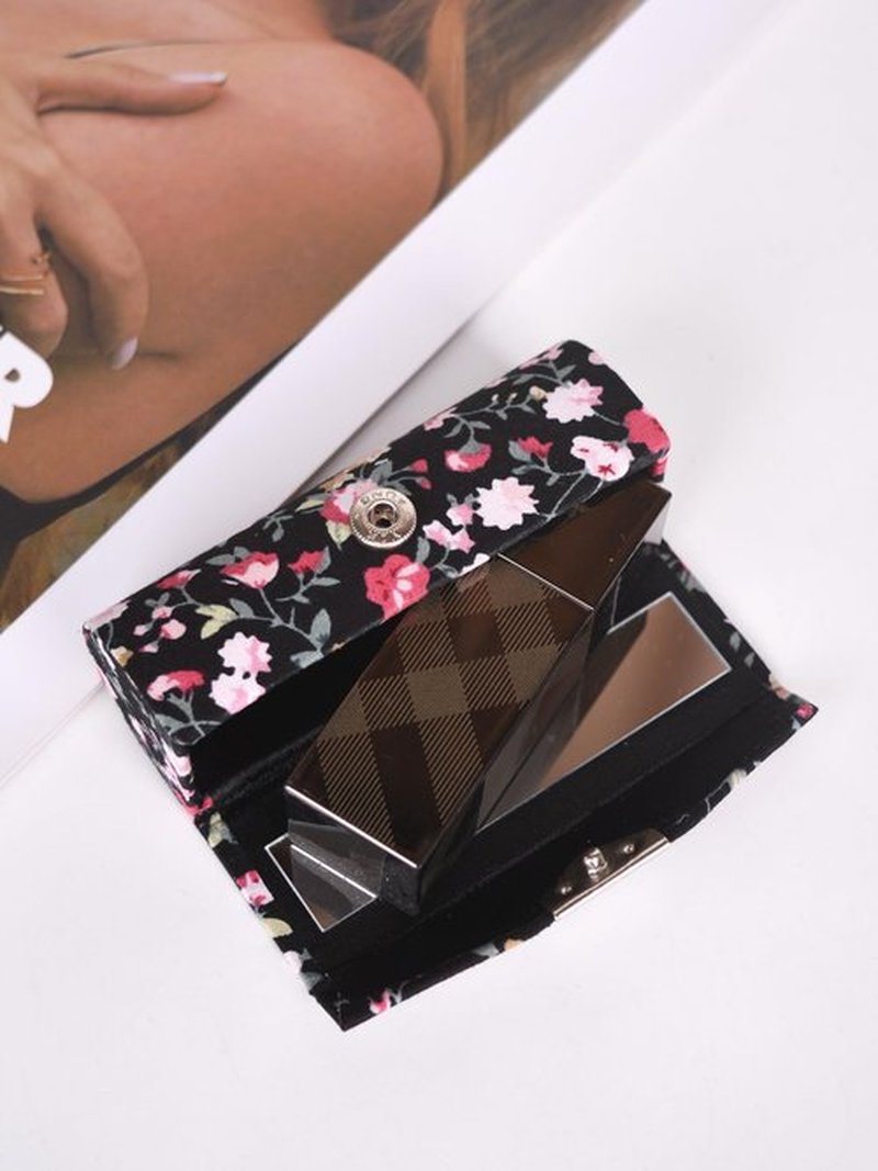 Bleiou 12 Pcs Lipstick Case with Mirror Floral Design Lipstick Holder Flower Printing Lip Stick Box (Pattern A)