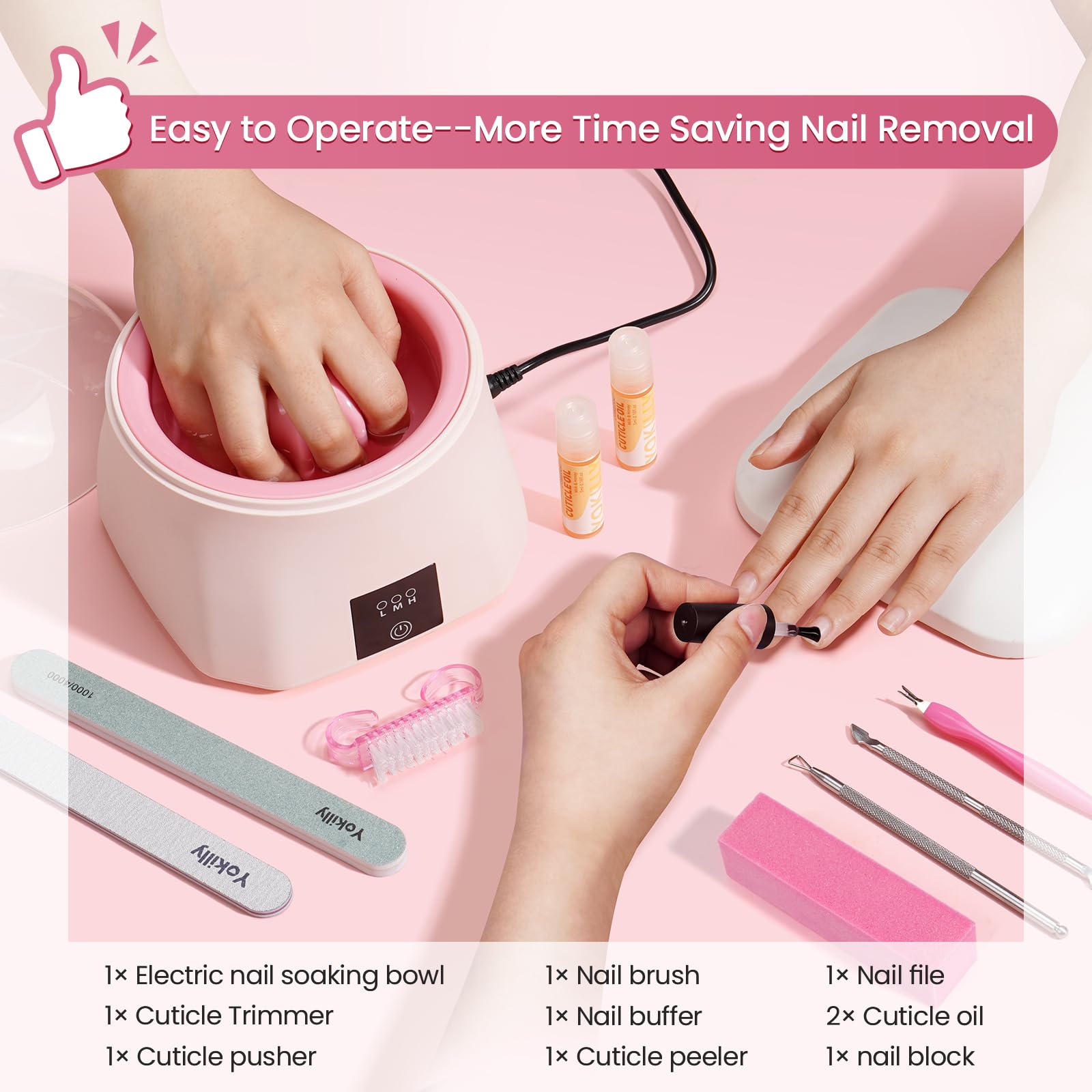 Yokilly Nail Soaking Bowl Heated: Three-Level Temperature Control Nail Soak Off Bowl for Nail Enthusiasts Beginner - Electric Manicure Nail Remover Bowl 50% Faster for Home Salon