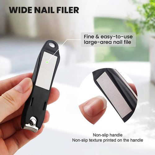 Ongle Precision Nail Clippers with Nail Catcher No Splash, Black Stainless Steel Manicure Tools