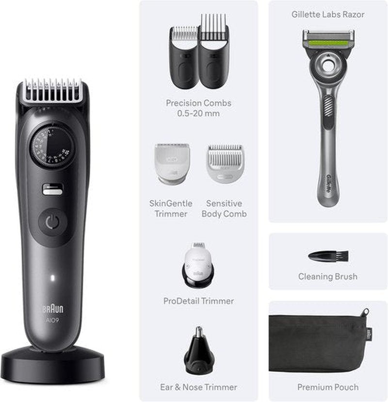 Braun Series 9 All-in-One Grooming Kit - Cordless Trimmer & Shaver for Men | Includes Gillette Labs Razor