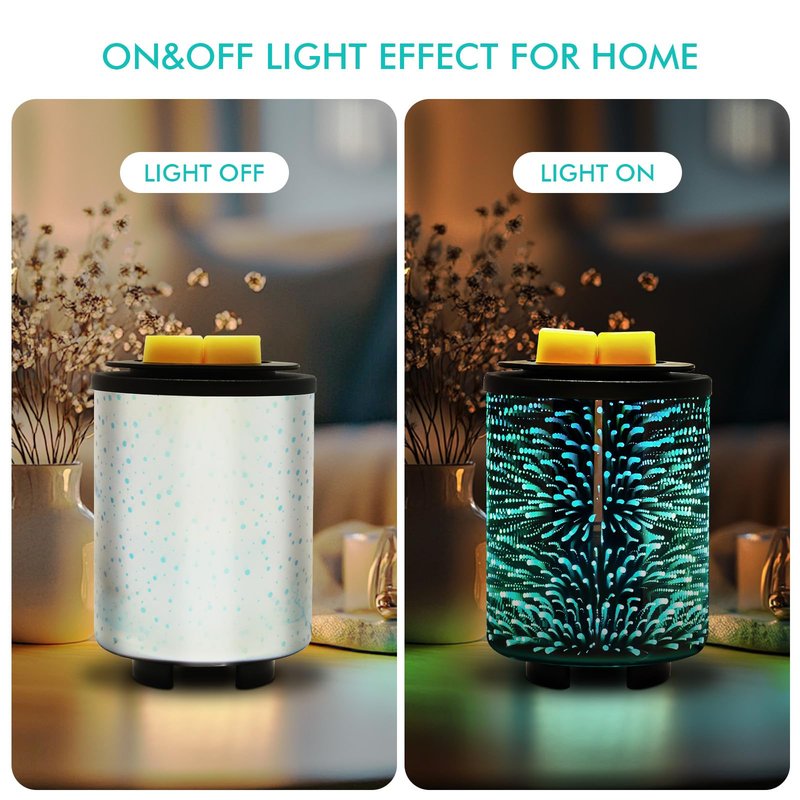 Maromamix Electric Wax Melt Warmer with Timer (2/4/8H), 7-Color Changing LED Night Light, Removable Silicone Dish, PTC Safe Heating - 3D Glass Design for Home, Office Décor, Gifts for Mom