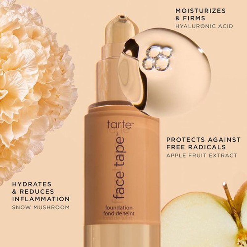 Tarte Face Tape Foundation - Full-Coverage, 12hr Waterproof, Hydrating & Smoothing | Natural Matte Finish, Vegan & Cruelty-Free