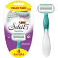 BIC Soleil 5 Sensitive Women's Disposable 5-Blade Razors, Moisture Strips and Pivoting Head for Smooth Summer Shaves, 4-Pack