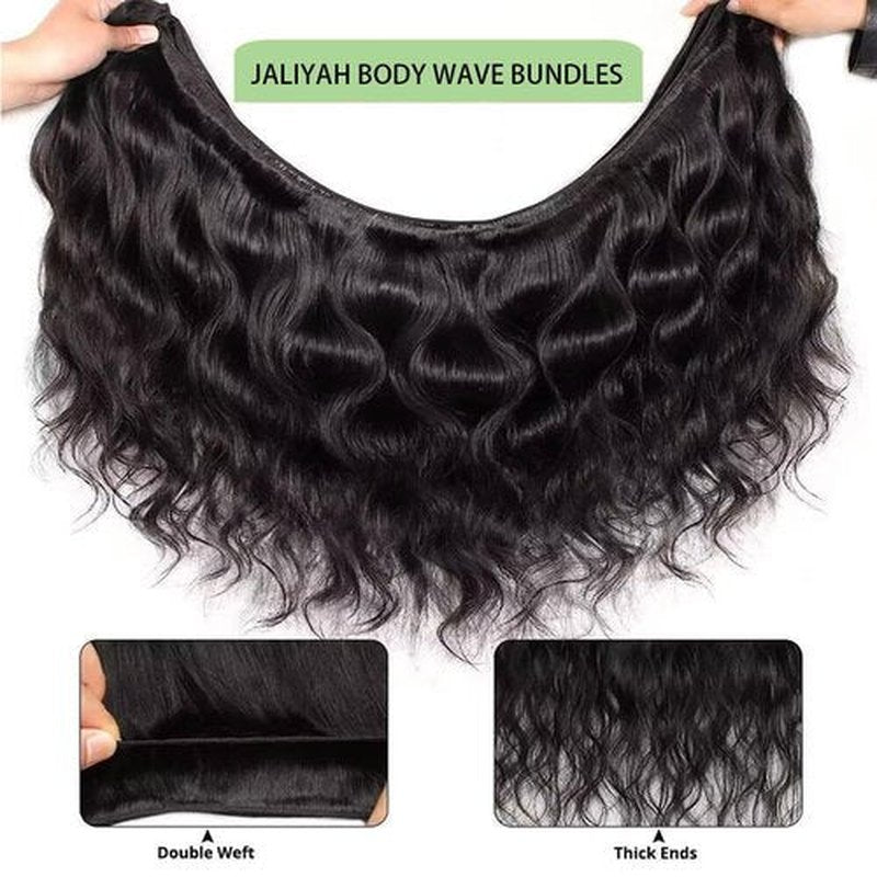 Human Hair Bundles 18 20 22 Inch 12A Body Wave Bundles Human Hair 100% Unprocessed Brazilian Virgin Hair 3 Bundles Double Weft Hair Extensions for Black Women Natural Black