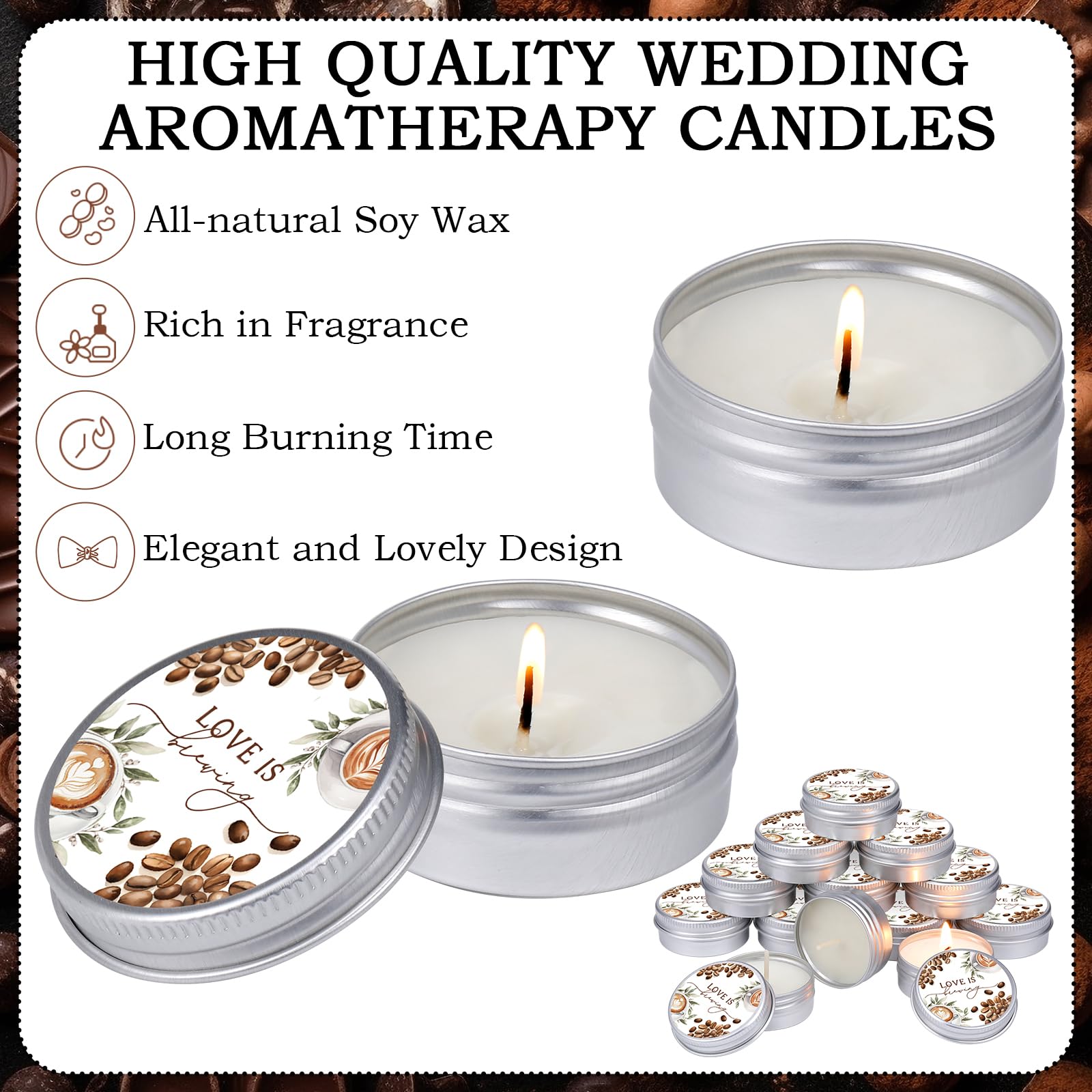 MTLEE 50 Pcs Love is Brewing Bridal Shower Candles Gift Favors for Guests 1 oz Lavender Scented Soy Wax Aromatherapy Coffee Candle Favors for Wedding Party Guests