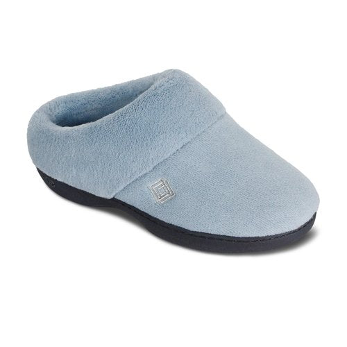isotoner Women's Classic Clog Slippers with Memory Foam Comfort and Non-slip Sole Slipper, Blue Fog, 7.5-8