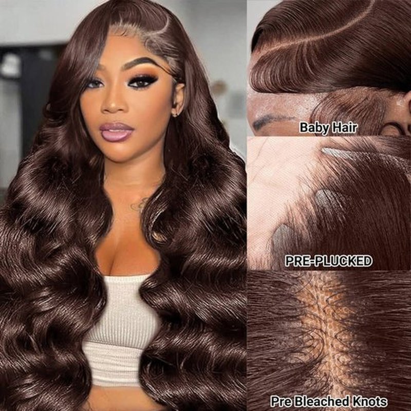 litmisr Chocolate Brown Lace Front 220% Density Brown Wig Human Hair 13x6 Hd Lace Front Wigs Human Hair Brown Pre Plucked with Baby Hair 26 Inch Brown Loose Body Wave Human Hair Wig for Women