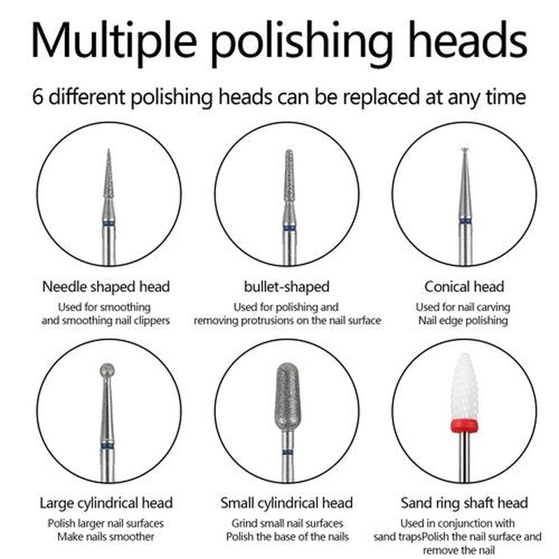 Electric Nail Drill with Smooth Variable Speed Control - Professional Nail File Machine for Acrylic/Gel Nails, Manicure/Pedicure Use, Includes Multiple Grinding Bits (Gold Tail)