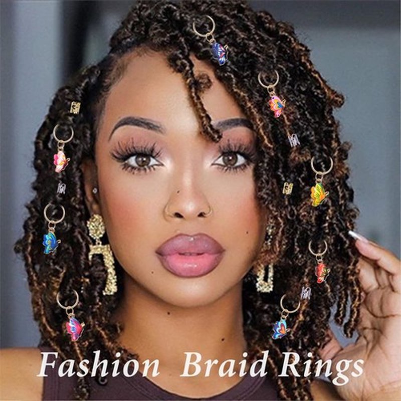 NAISKA 185Pcs Gold Butterfly Hair Jewelry for Braids Various Butterflies Hair Charms Locs Dreadlock Accessories Hair Decoration Metal Hair Cuffs Hair Rings Jewelry for Women