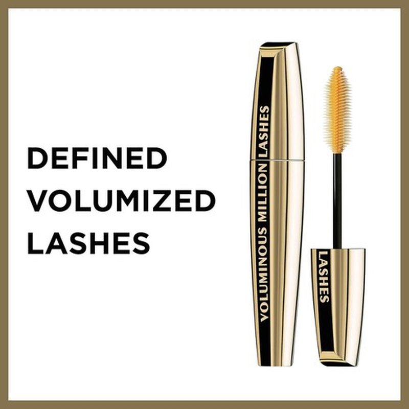 L’Oreal Paris Voluminous Million Lashes Mascara - Collagen Infused, Amplifying Brush, Washable, Black, 0.32 Fl Oz